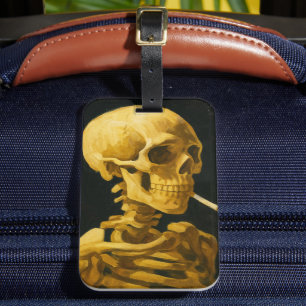 Étiquette À Bagage Crâne Vintage Fumeur – Unique Inspiré de Van Gogh 