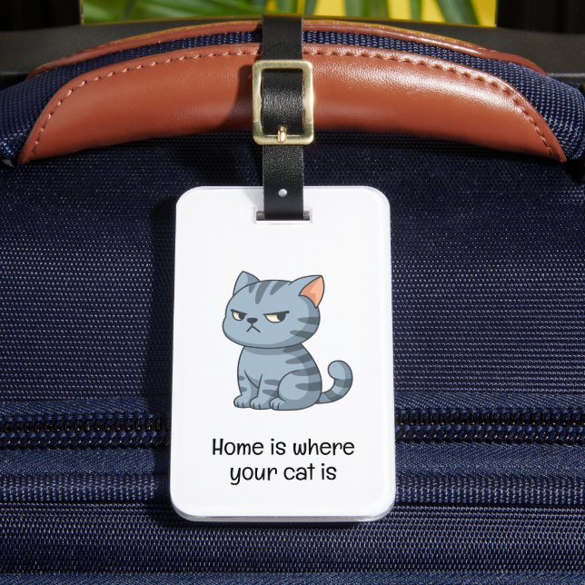 Étiquette À Bagage Cranky Grey Tabby Cat Quote (Insitu Rectoal 2)