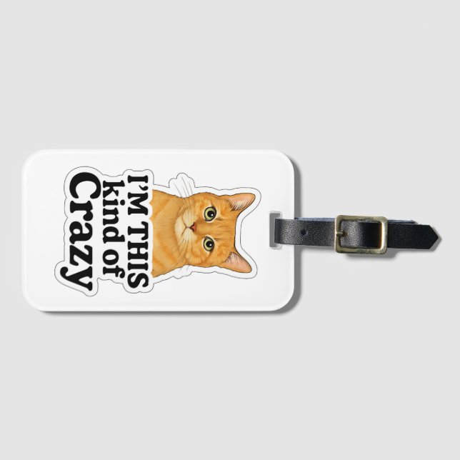 Étiquette À Bagage - “Crazy Cat Luggage Clip- Orange Kitty D (Devant Horizontal)