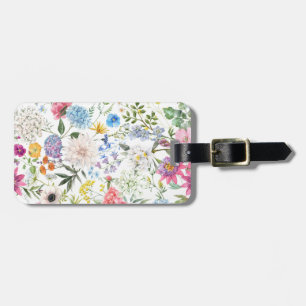 Étiquette À Bagage Création Florale Colorée de Style Vintage