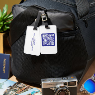 Étiquette À Bagage Créer un code QR scannable Bleu foncé modifiable