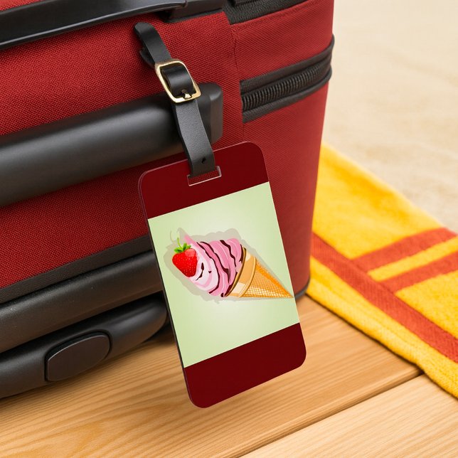 Étiquette À Bagage Crème Glacée Avec Une Fraise (Créateur téléchargé)