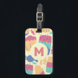 Étiquette À Bagage crème glacée et bonbons Motif été Monogramme<br><div class="desc">Balise sac été mignonne avec motif de crème glacée coloré et monogramme.</div>