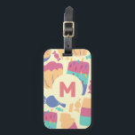 Étiquette À Bagage crème glacée et bonbons Motif été Monogramme<br><div class="desc">Balise sac été mignonne avec motif de crème glacée coloré et monogramme.</div>