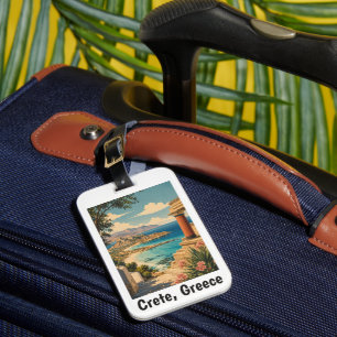 Étiquette À Bagage Créte Vintage Grèce Vacances Îles Grecques Voyage