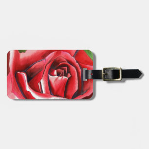Étiquette À Bagage Crimson Red Rose Original watercolor art
