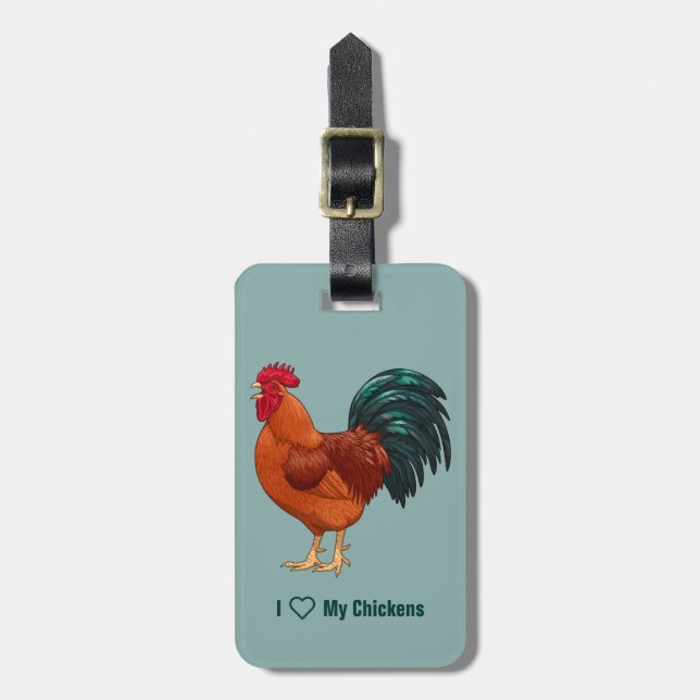Étiquette À Bagage Croisement de coq rouge de l'île Rhode (Devant Vertical)