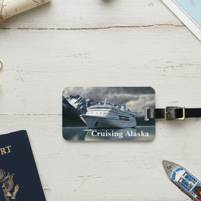 Étiquette À Bagage Croisière en Alaska, bateau de croisière sur l'océ (Créateur téléchargé)