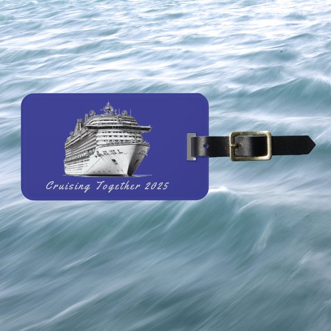 Étiquette À Bagage Croisière Ensemble Blue Personnaliser (Créateur téléchargé)