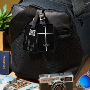 Étiquette À Bagage Croix blanche simple noir