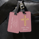 Étiquette À Bagage Croix religieuse rose élégante<br><div class="desc">Balise de bagage de croix religieuse élégante rose personnalisée.</div>