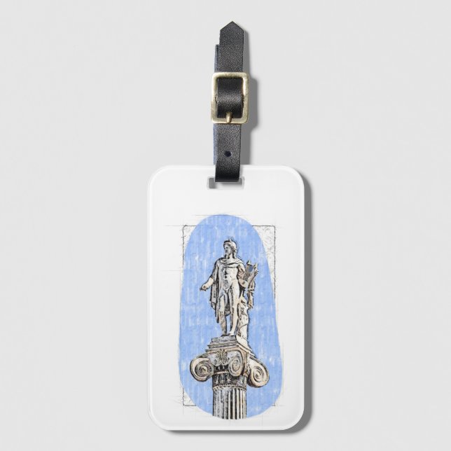 Étiquette À Bagage Croquis aquarelle de la statue d'Apollon (Devant Vertical)