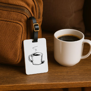 Étiquette À Bagage Croquis de tasse à café dessinée à la main minimal