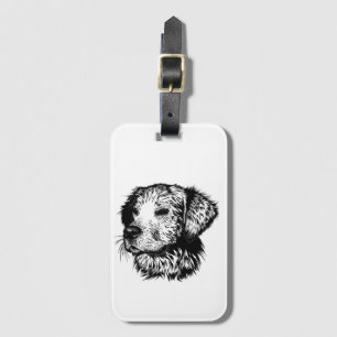 Étiquette À Bagage Croquis en tête de canine