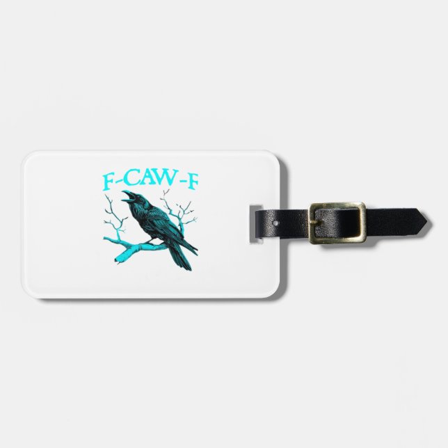 Étiquette À Bagage Crow F-Caw-F Funny Bird Retro Design Creative Styl (Devant horizontal)