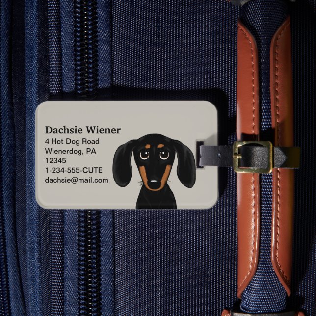 Étiquette À Bagage Cube lisse Noir et Tan Dachshund Chien (Insitu Rectoal 4)