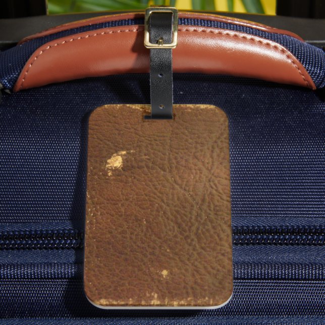 Étiquette À Bagage Cuir Brown Rustique Faux (Insitu Rectoal 2)