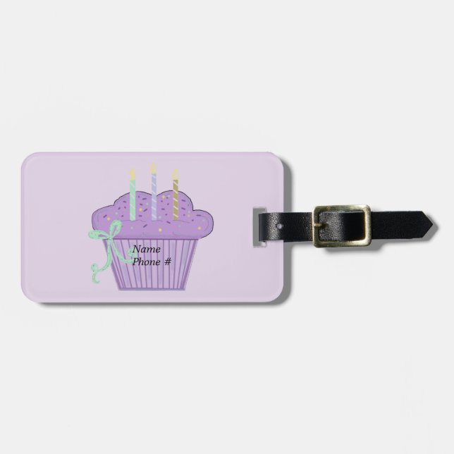 Étiquette À Bagage Cupcake Délice Violet (Devant horizontal)
