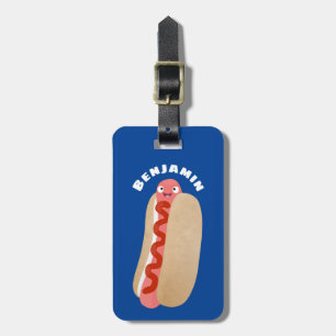 Étiquette À Bagage Curieux hot dog Weiner dessin animé