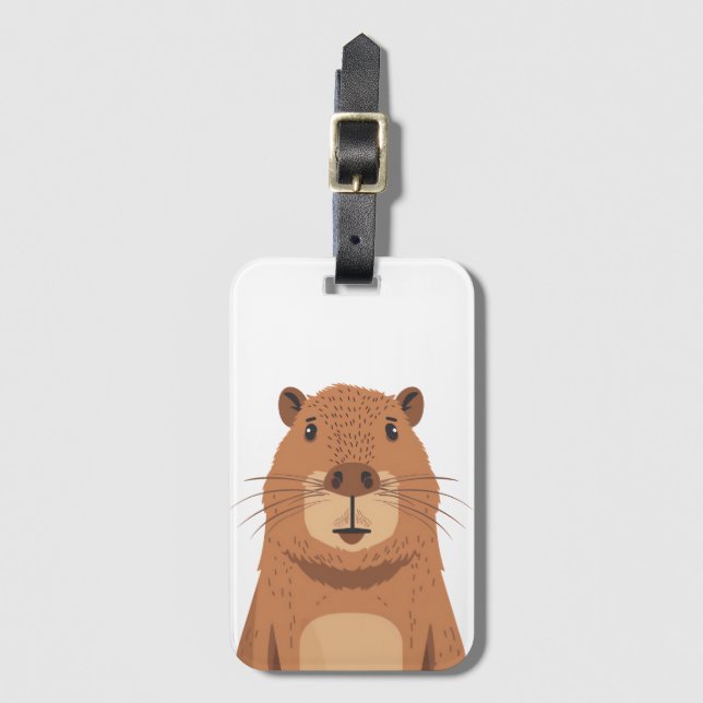Étiquette À Bagage Curieux portrait Capybara (Devant Vertical)