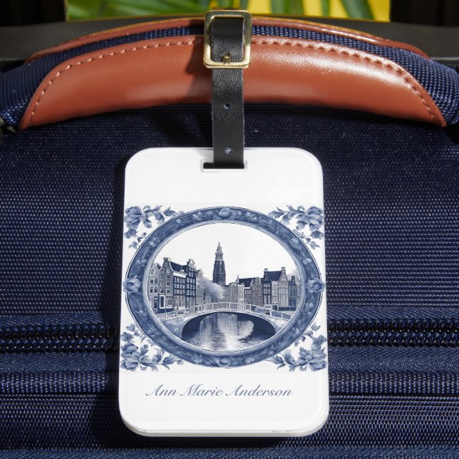Étiquette À Bagage Custom Blue Delft Amsterdam Souvenir (Insitu Rectoal 2)