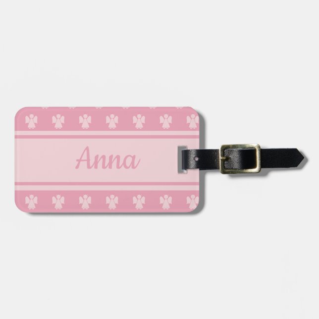 Étiquette À Bagage Custom cute pink angel pattern (Devant horizontal)