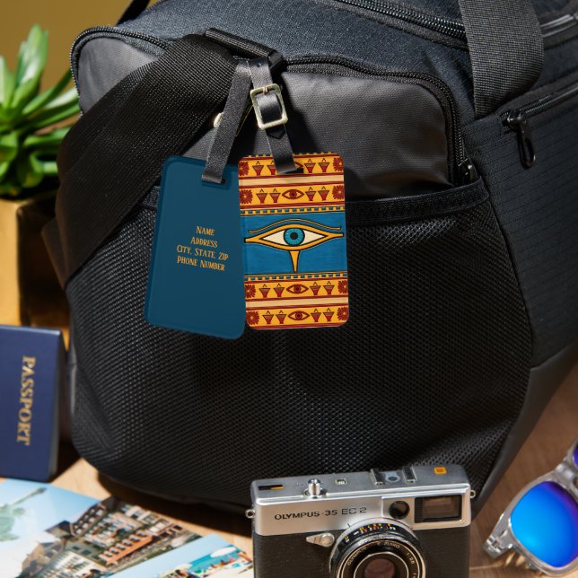 Étiquette À Bagage Custom Egyptian Eye of Horus, Eye of Ra Art (Recto & Verso)
