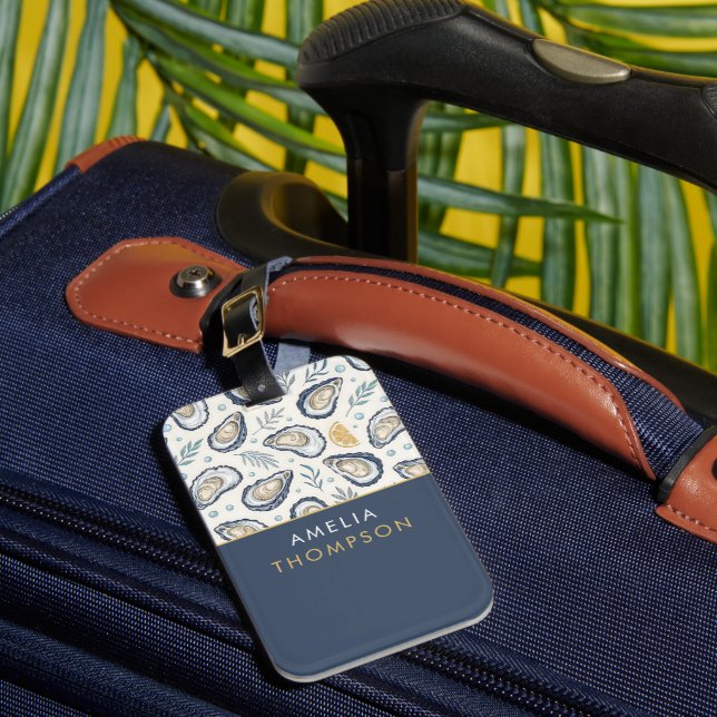Étiquette À Bagage Custom Elegant Marine Oysters (Insitu Rectoal 1)
