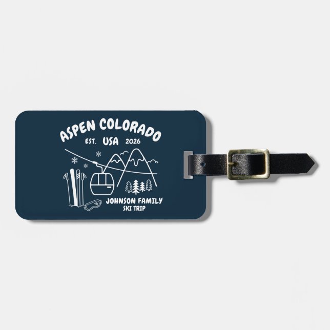 Étiquette À Bagage Custom Ski Trip Family Friends Group Matching (Devant horizontal)