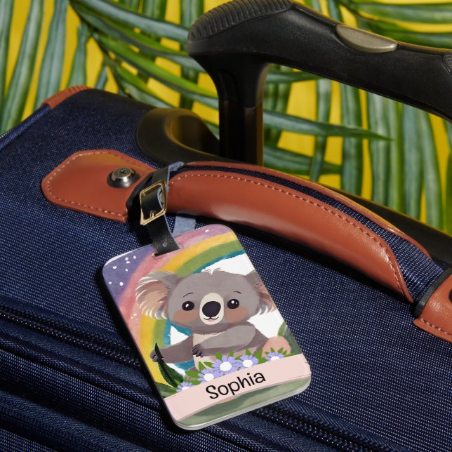 Étiquette À Bagage Cute Baby Koala Rainbow Nom personnalisé (Insitu Rectoal 1)