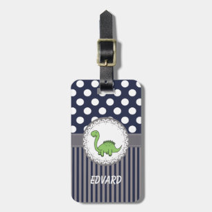 Étiquette À Bagage Cute bébé dinosaure pois rayures