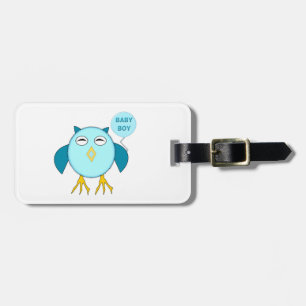Étiquette À Bagage Cute Blue Baby Boy Owl Custom