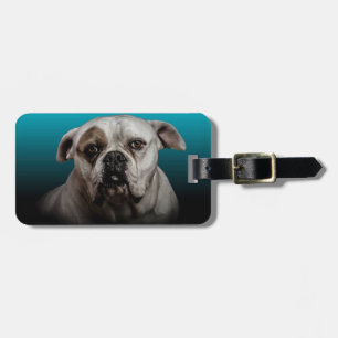 Étiquette À Bagage Cute Boxer Dog w Blue Black Gradient arrière - pla