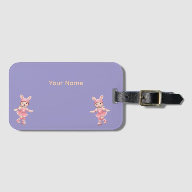 Étiquette À Bagage Cute Bunny School Name Label – Kids Back to School (Devant Horizontal)