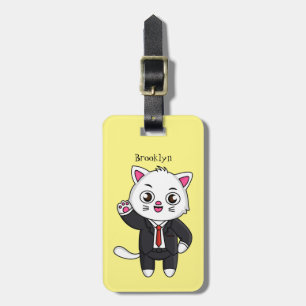 Étiquette À Bagage Cute chaton chat en costume d'affaires dessin anim