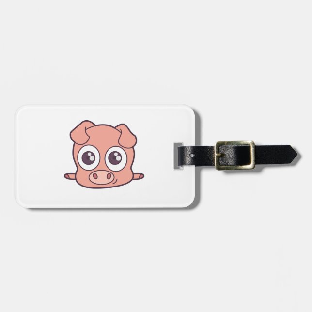 Étiquette À Bagage Cute clipart de porc (Devant horizontal)