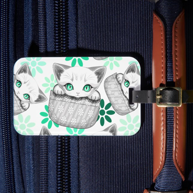 Étiquette À Bagage Cute de chat et pointe joueuse à partir d'une poch (Insitu Rectoal 4)