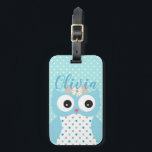 Étiquette À Bagage Cute Dotty Blue Owl Art Personnalisé Girls<br><div class="desc">L'adorable chou art et le motif à points de polka sur une étiquette de bagage de fille personnalisée.</div>