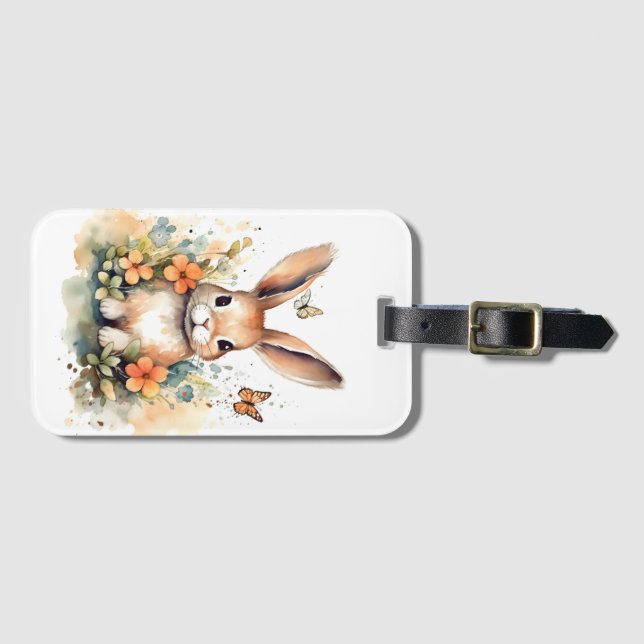 Étiquette À Bagage Cute Forest bébé lapin Pintes Nursery Art (Devant Horizontal)