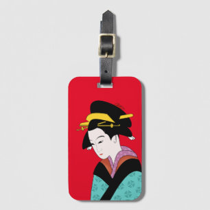 Étiquette À Bagage Cute Geisha Art japonais