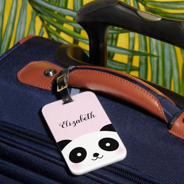 Étiquette À Bagage Cute Kawaii Dessin Panda Ours Personnalisé Nom Ros (Insitu Rectoal 1)