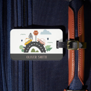 Étiquette À Bagage Cute Kids Urban City Véhicule Voiture Road Citysca