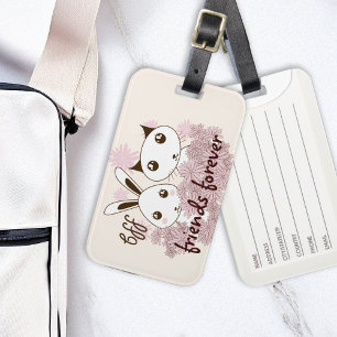 Étiquette À Bagage Cute Kitten et Bunny amis animaux filles enfants