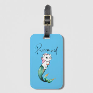 Étiquette À Bagage Cute Kitten Purrmaid - Fun Mermaid Design de chat