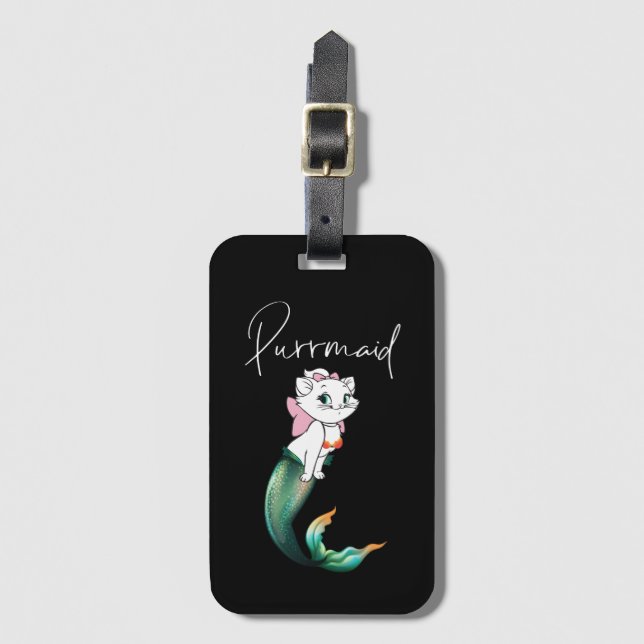 Étiquette À Bagage Cute Kitten Purrmaid - Fun Mermaid Design de chat (Devant Vertical)