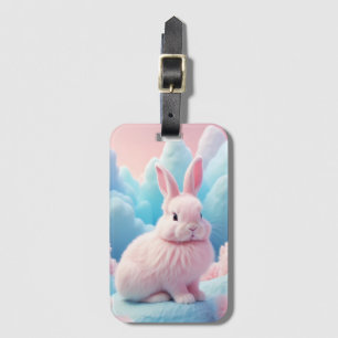 Étiquette À Bagage Cute Lapin Rose Coton Bonbons Nuages