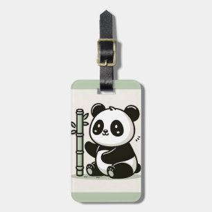 Étiquette À Bagage Cute Panda et Bambou Art
