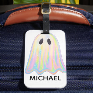 Étiquette À Bagage Cute Pastel Rainbow Ghost   Éffrayant esthétique