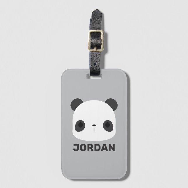 Étiquette À Bagage Cute petit ours Panda avec nom personnalisé (Devant Vertical)