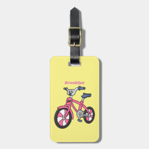 Étiquette À Bagage Cute pink kids bicycle cartoon illustration